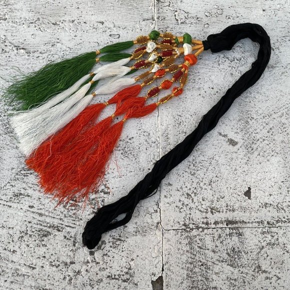 Indian Flag Color Hair Paranda Taranga Tri Color Hair Braided Prandi - Picture 10 of 10